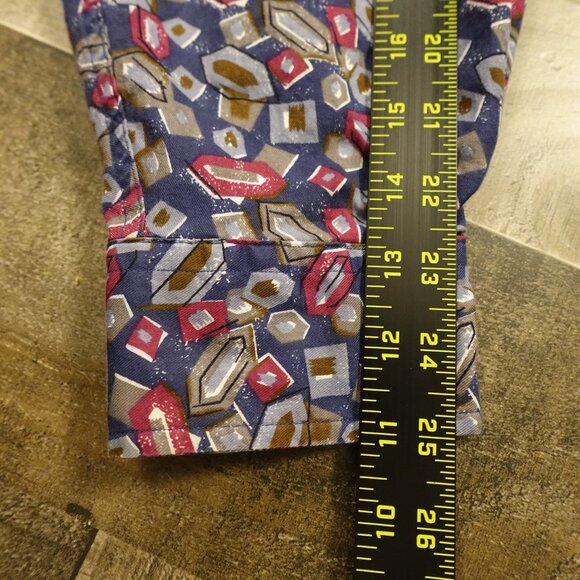 Time Pieces Button-Down Shirt Men’s XL Tall Navy Geometric Cotton Long Sleeve - Picture 8 of 9